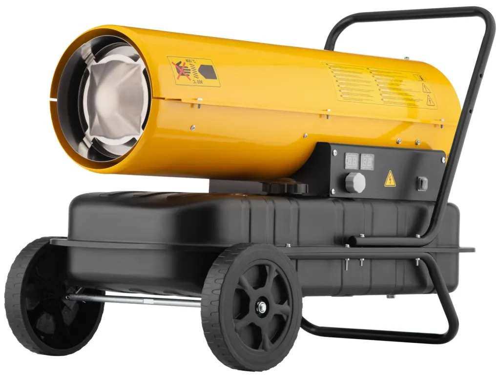 Теплова гармата дизель/гас 2E PowerHeat D30, прямого нагріву, 30кВт, 380м кв, 750м куб/год, колеса, IPX4, жовтий