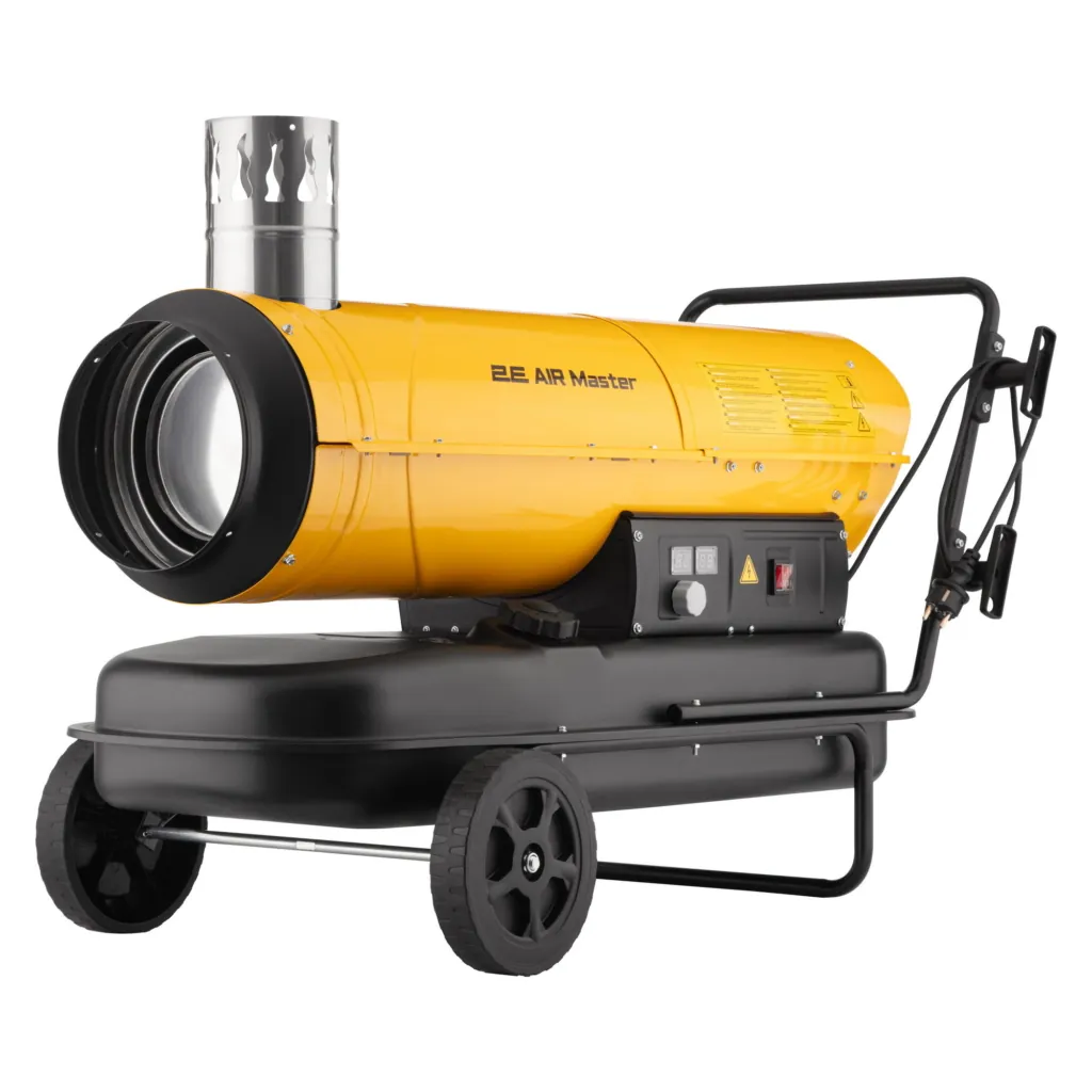 2E Fan Heater diesel/kerosene PowerHeat D30i, indirect heating, 30kW, 400m sq, 780m cubic/h, wheels, IPX4, yellow