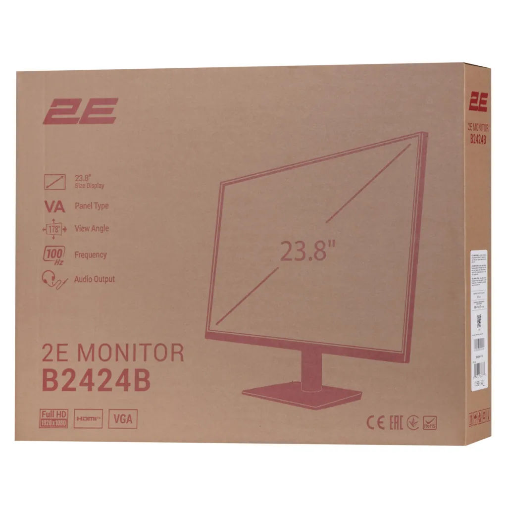 2E Монитор 23.8″ B2424B D-Sub, HDMI, VA, 100Hz, FreeSync