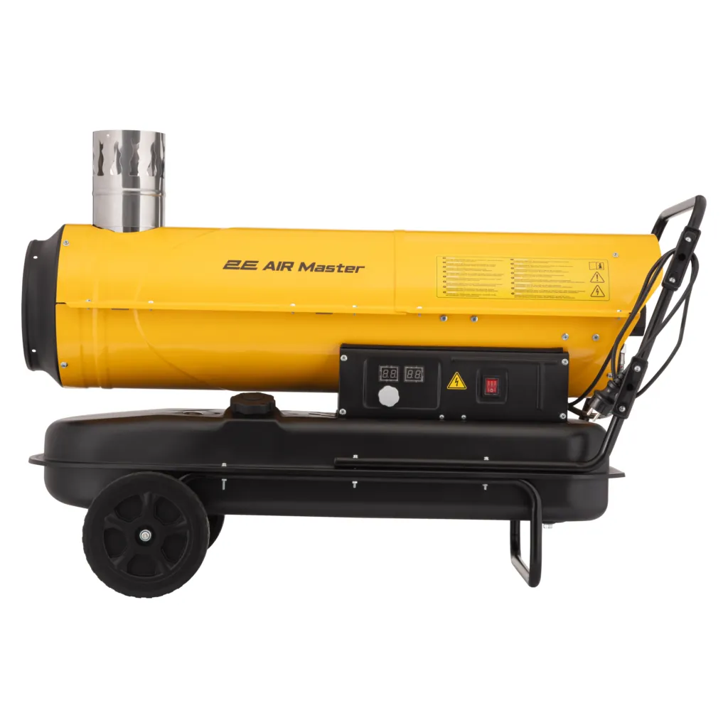 2E Fan Heater diesel/kerosene PowerHeat D30i, indirect heating, 30kW, 400m sq, 780m cubic/h, wheels, IPX4, yellow