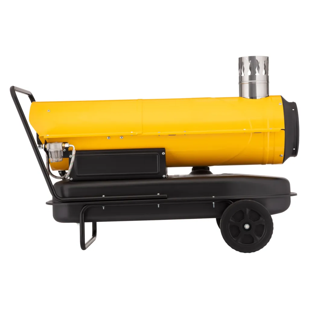 2E Fan Heater diesel/kerosene PowerHeat D30i, indirect heating, 30kW, 400m sq, 780m cubic/h, wheels, IPX4, yellow
