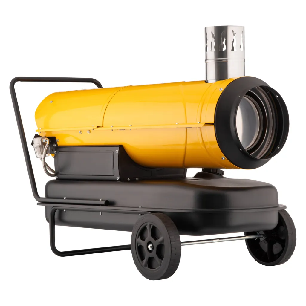 2E Fan Heater diesel/kerosene PowerHeat D30i, indirect heating, 30kW, 400m sq, 780m cubic/h, wheels, IPX4, yellow