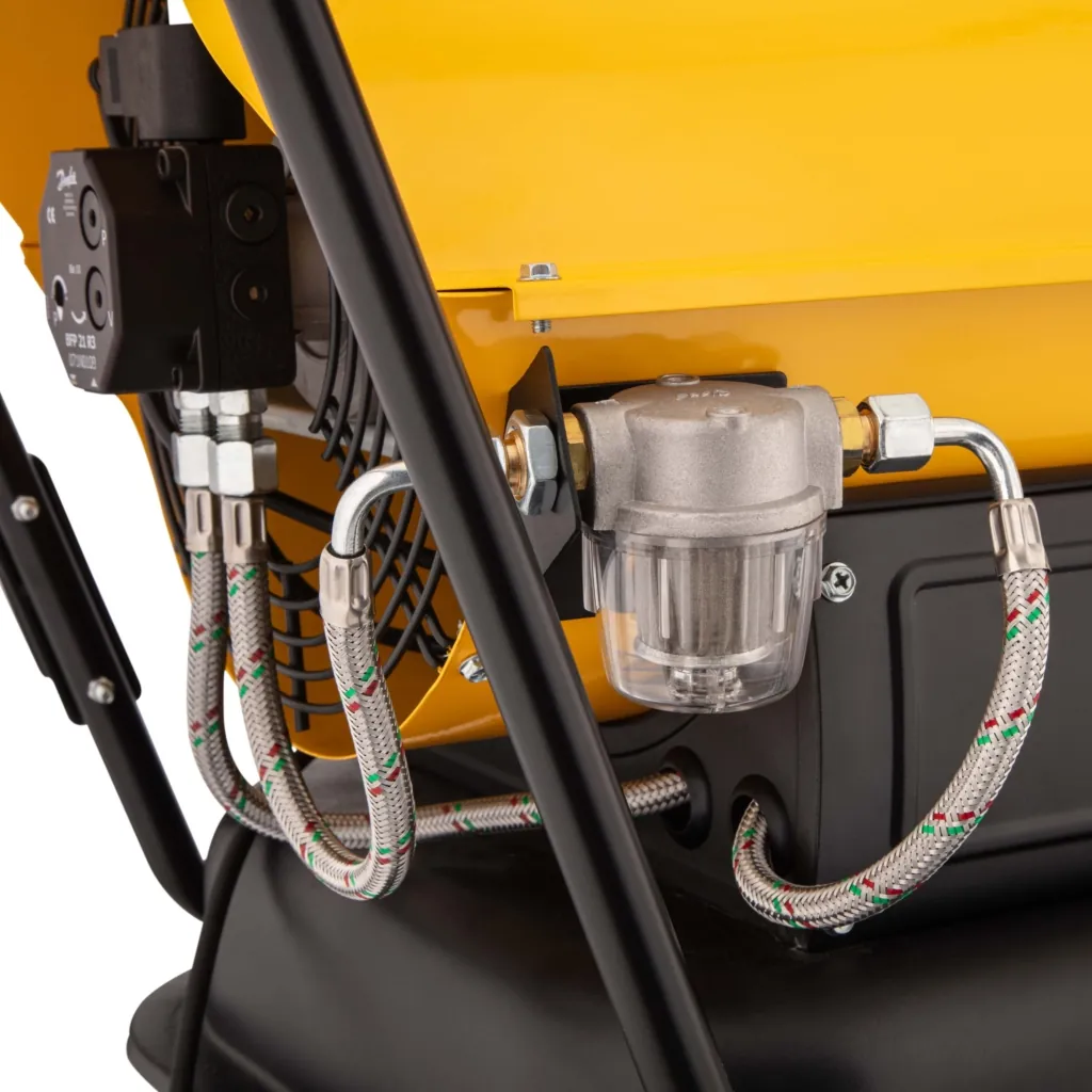 2E Fan Heater diesel/kerosene PowerHeat D30i, indirect heating, 30kW, 400m sq, 780m cubic/h, wheels, IPX4, yellow
