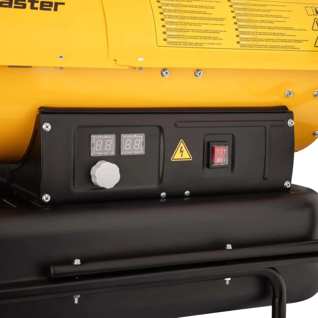 2E Fan Heater diesel/kerosene PowerHeat D30i, indirect heating, 30kW, 400m sq, 780m cubic/h, wheels, IPX4, yellow