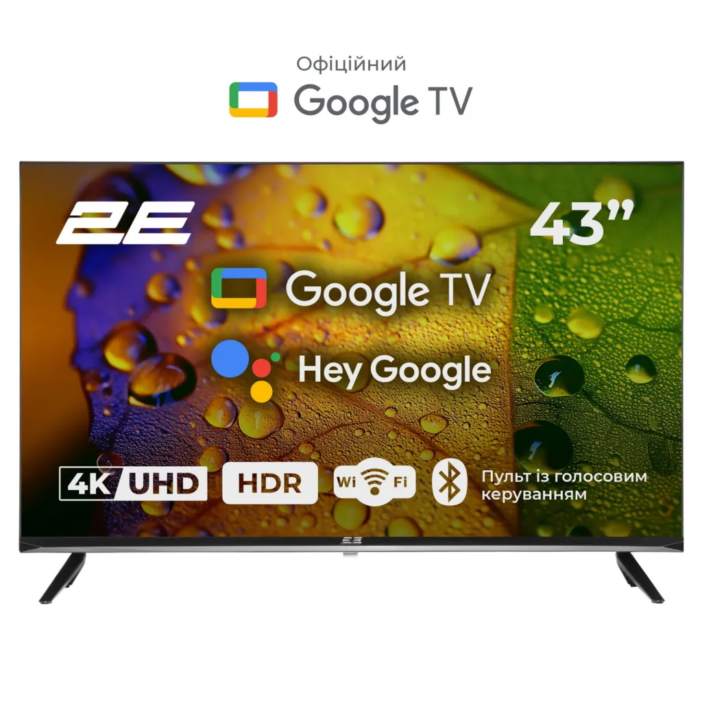 Телевізор 43″ 2E LED 4K 60Hz Smart Google TV Black