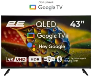 Телевізор 43″ 2E QLED 4K 60Hz Smart Google TV Black