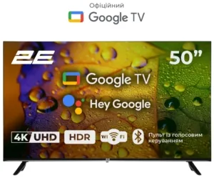 Телевізор 50″ 2E LED 4K 60Hz Smart Google TV Black