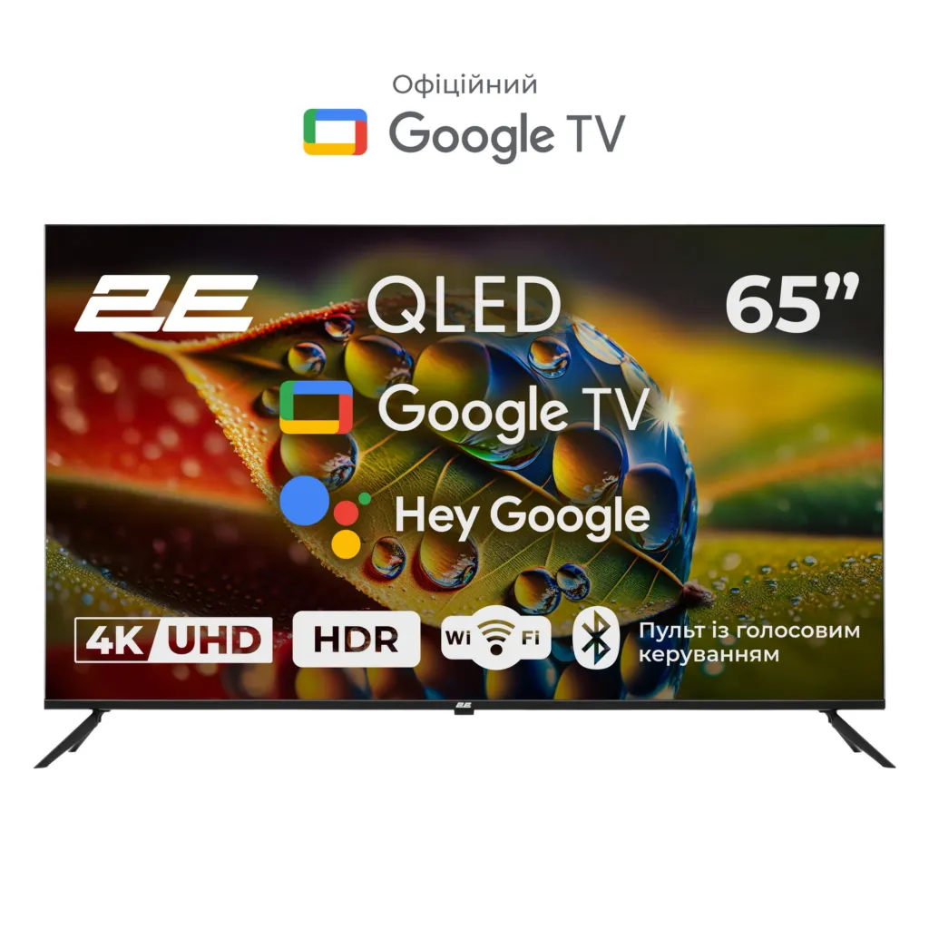 Телевізор 65″ 2E QLED 4K 60Hz Smart Google TV Black