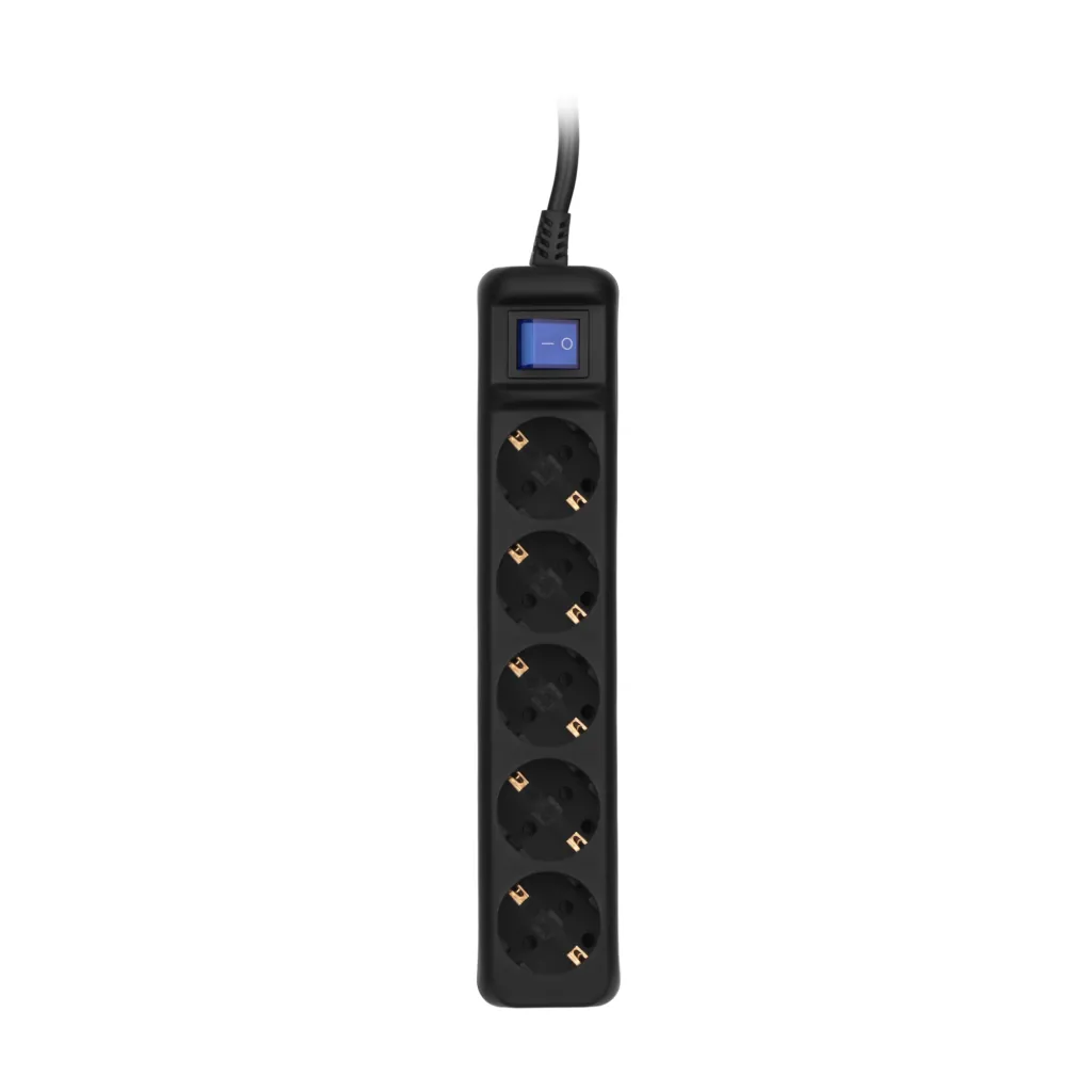 2E Power strip 5хType F, 3х1.5mm2, 16A, 10m, black