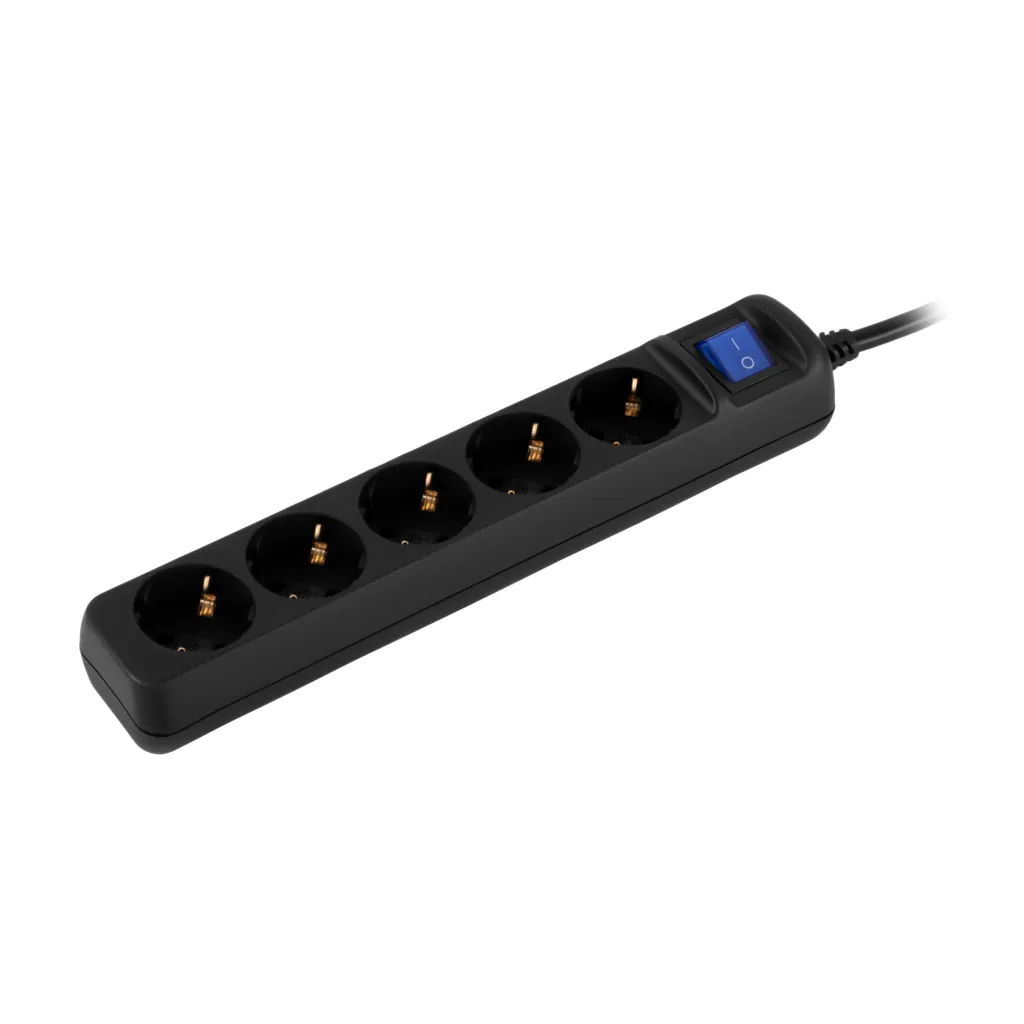 2E Power strip 5хType F, 3х1.5mm2, 16A, 10m, black