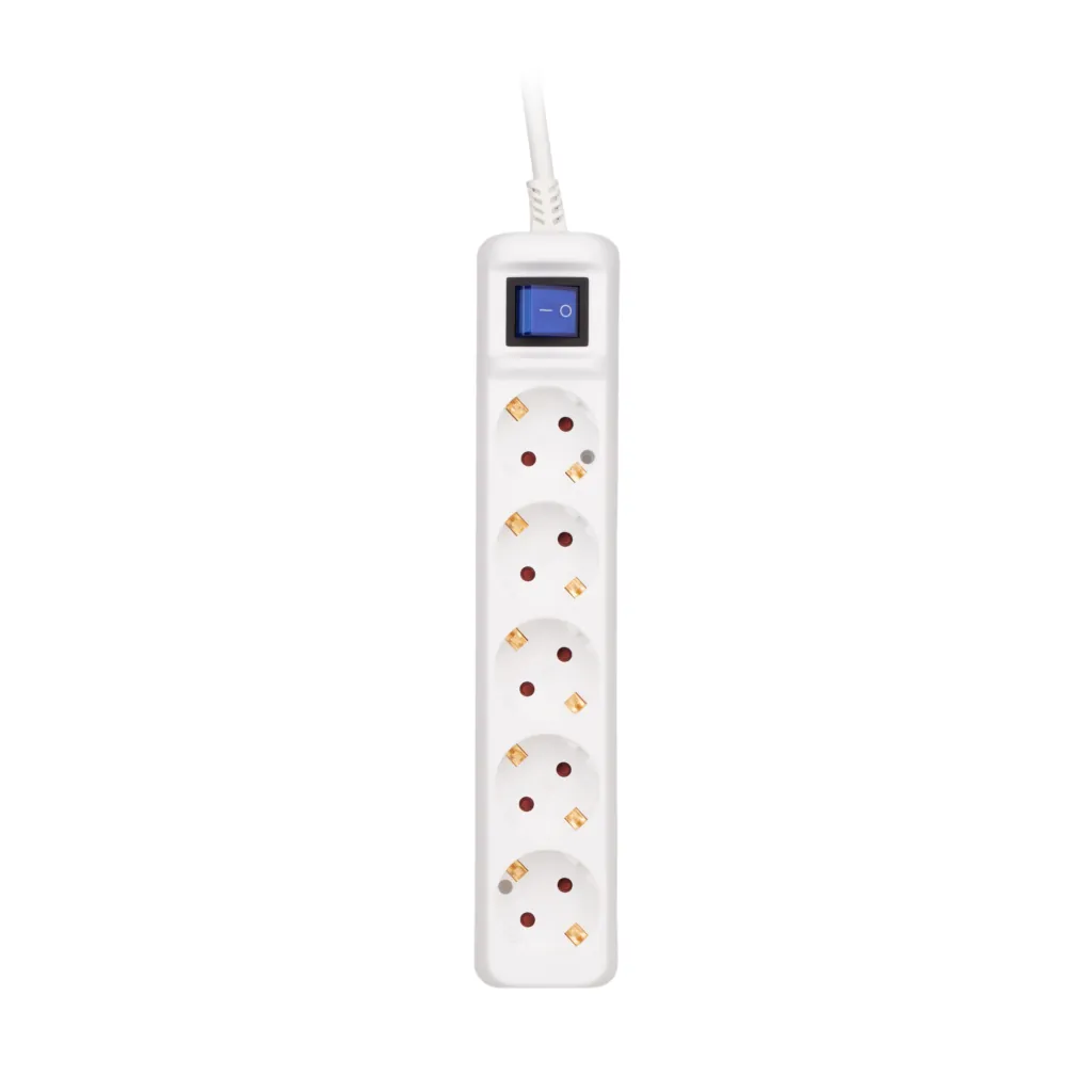 2E Power strip 5хType F, 3х1.5mm2, 16A, 10m, white