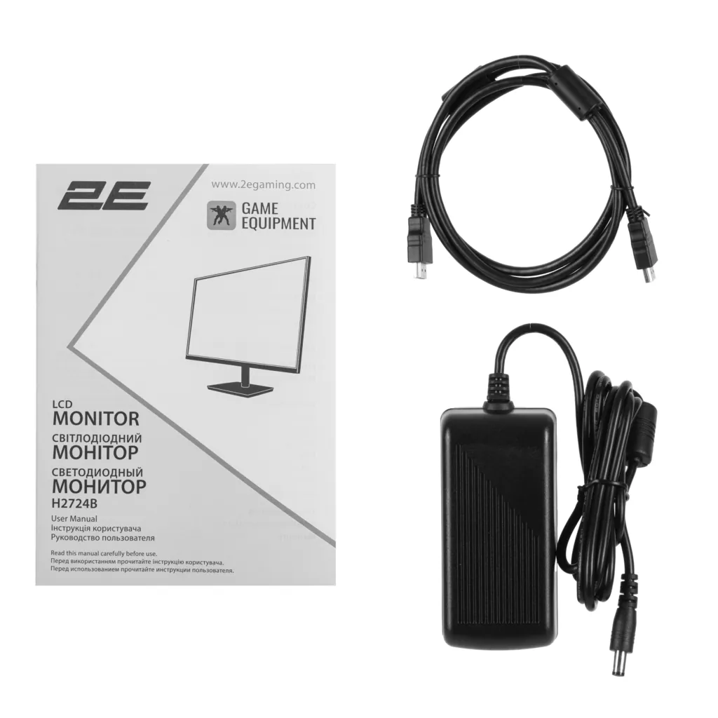 Монитор 2E 27″ H2724B D-Sub, HDMI, DP, IPS, 2560×1440, 100Hz, FreeSync