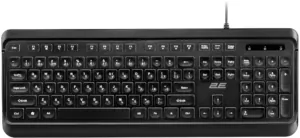Клавіатура мембранна 2E KS120 104key, USB-A, EN/UK, White LED, чорний