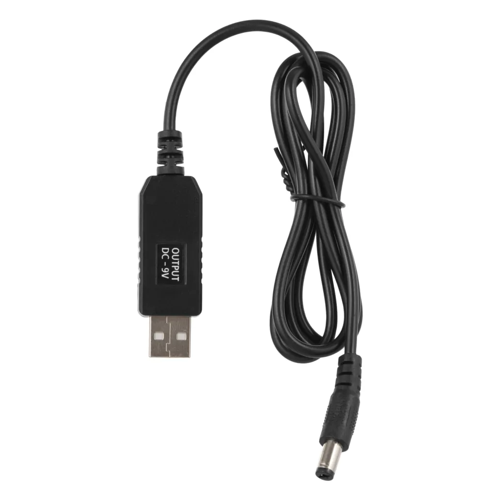 Кабель USB-A > DC 5.5х2.5мм питания 2Е 1м, 9В/1A, черный