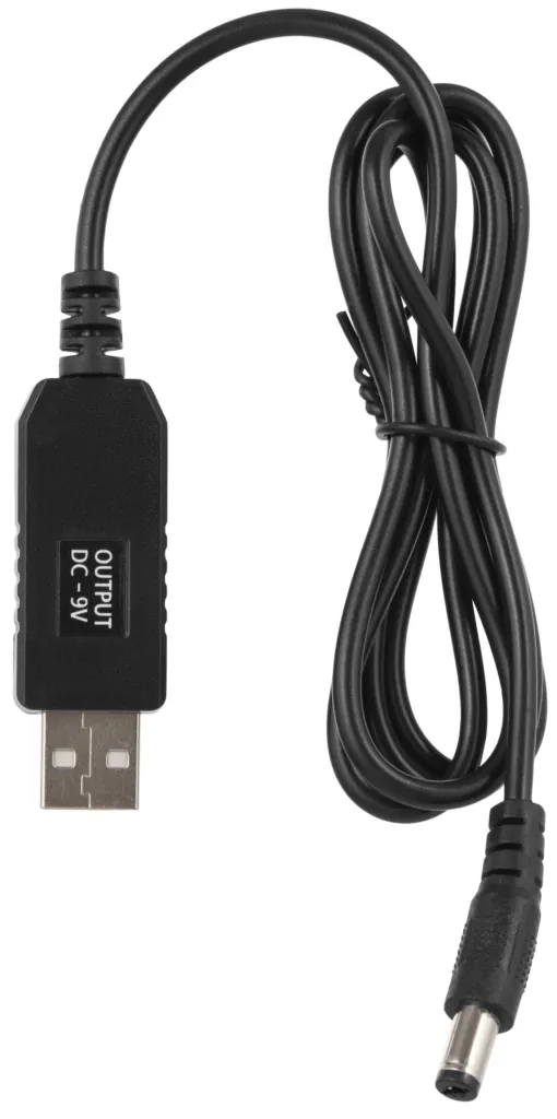 Кабель USB-A > DC 5.5х2.5мм питания 2Е 1м, 9В/1A, черный