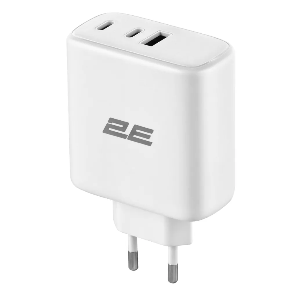 Зарядное устройство сетевое 2E 65Вт 2хUSB-C/USB-A GAN PD/QC, белый