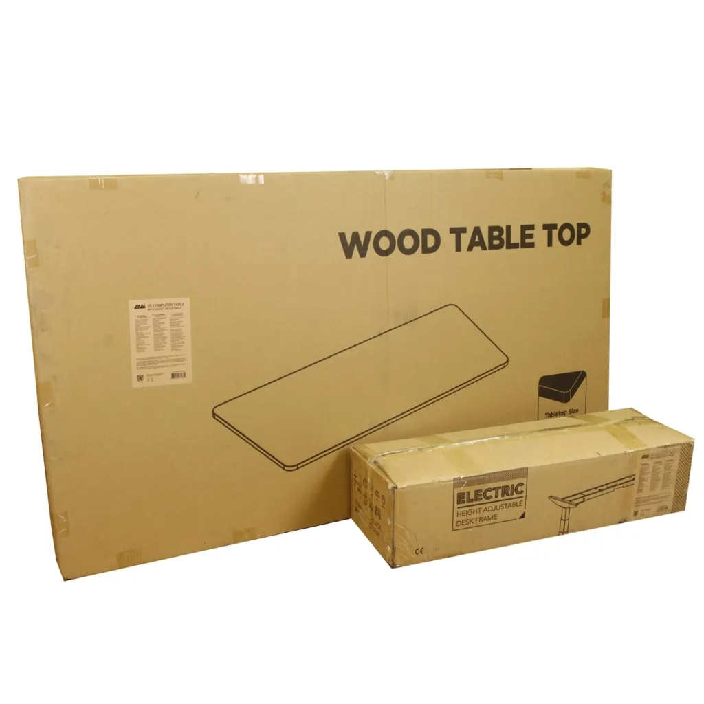 2E Computer table CE150W-MOTORIZED, height adjustment, electric motor 220V, 62/128×150х75cm, white