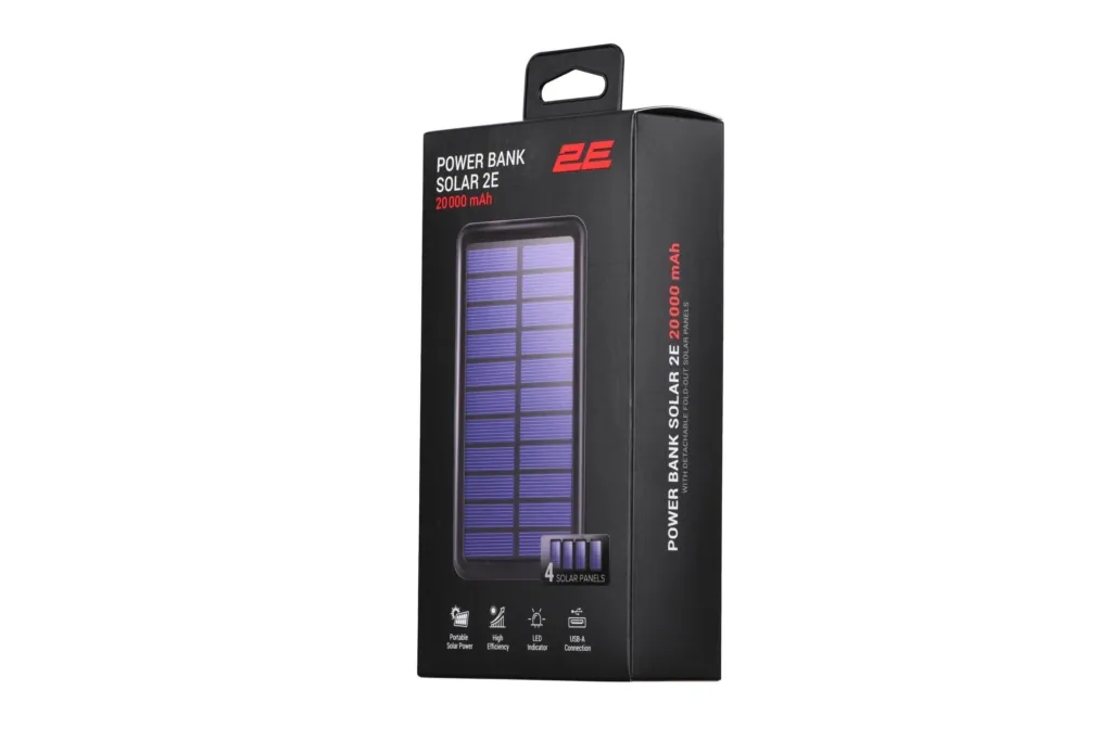 2E Power Bank Solar 20000mAh Black