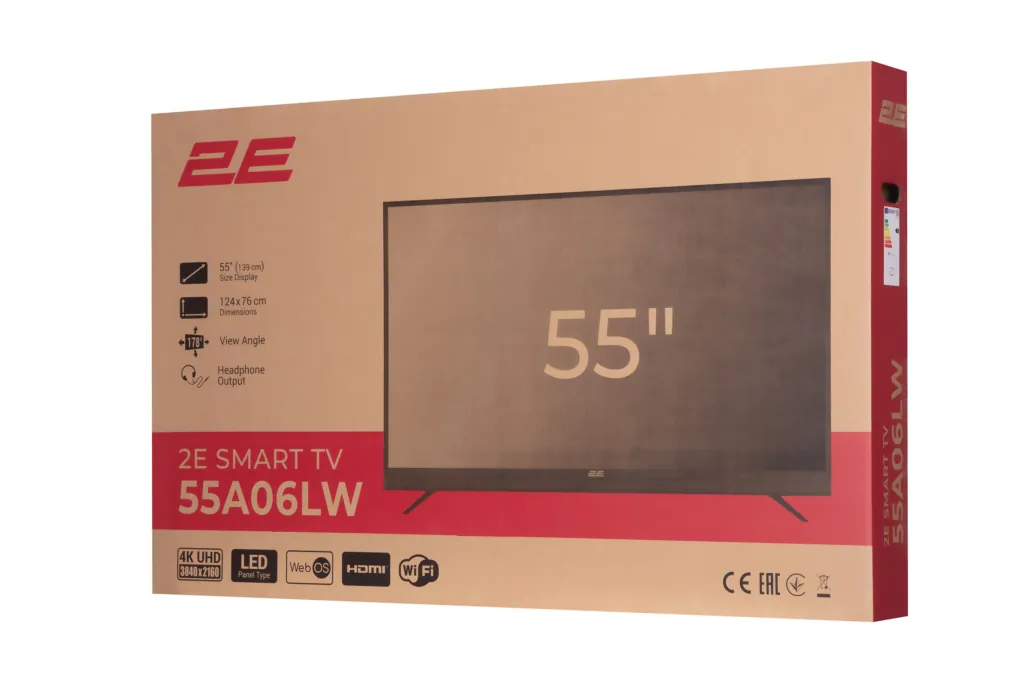 2E Телевизор 55″ LED 4K 50Hz Smart WebOS Black soundbar