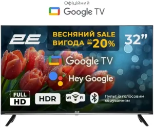 Телевизор 32″ 2E LED FHD 60Hz Smart Google TV Black