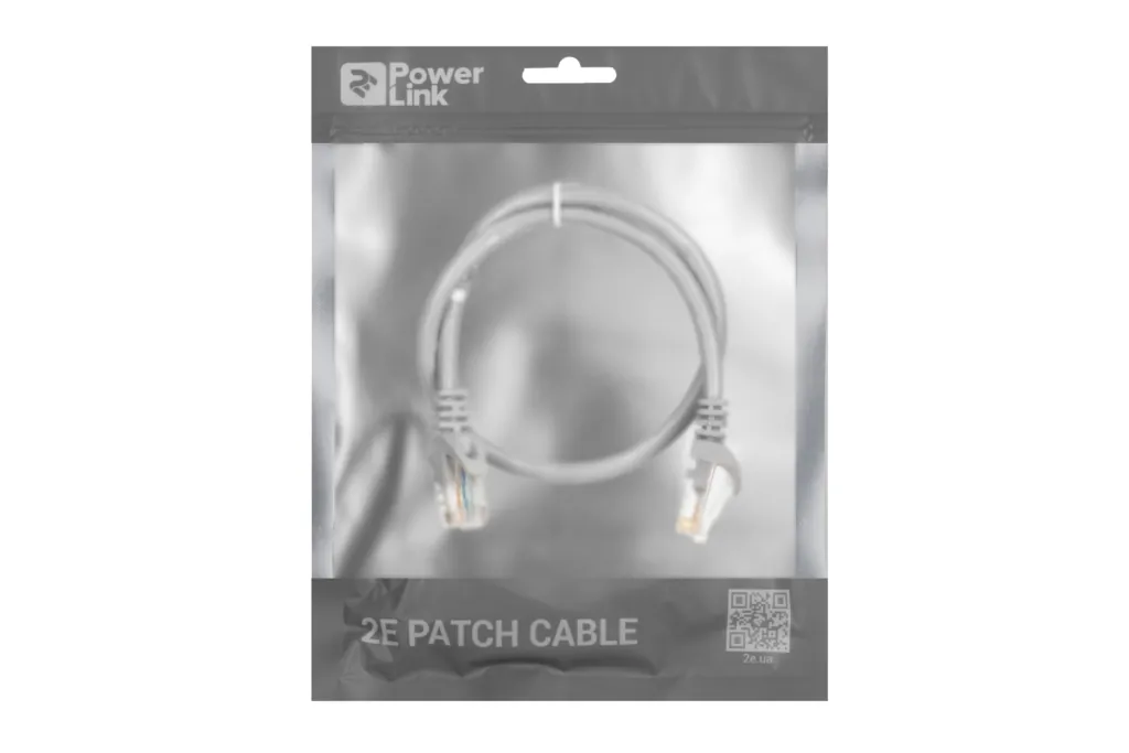 Патч-корд 2E САТ 6, UTP, 0.50м, 26AWG, RJ45, 7/0.16, Cu, PVC, сірий