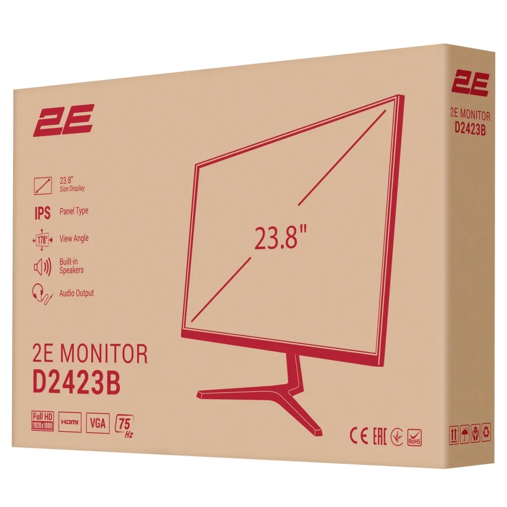 Монитор 2E 23.8″ D2423B D-Sub, HDMI, MM, IPS, 75Hz, FreeSync