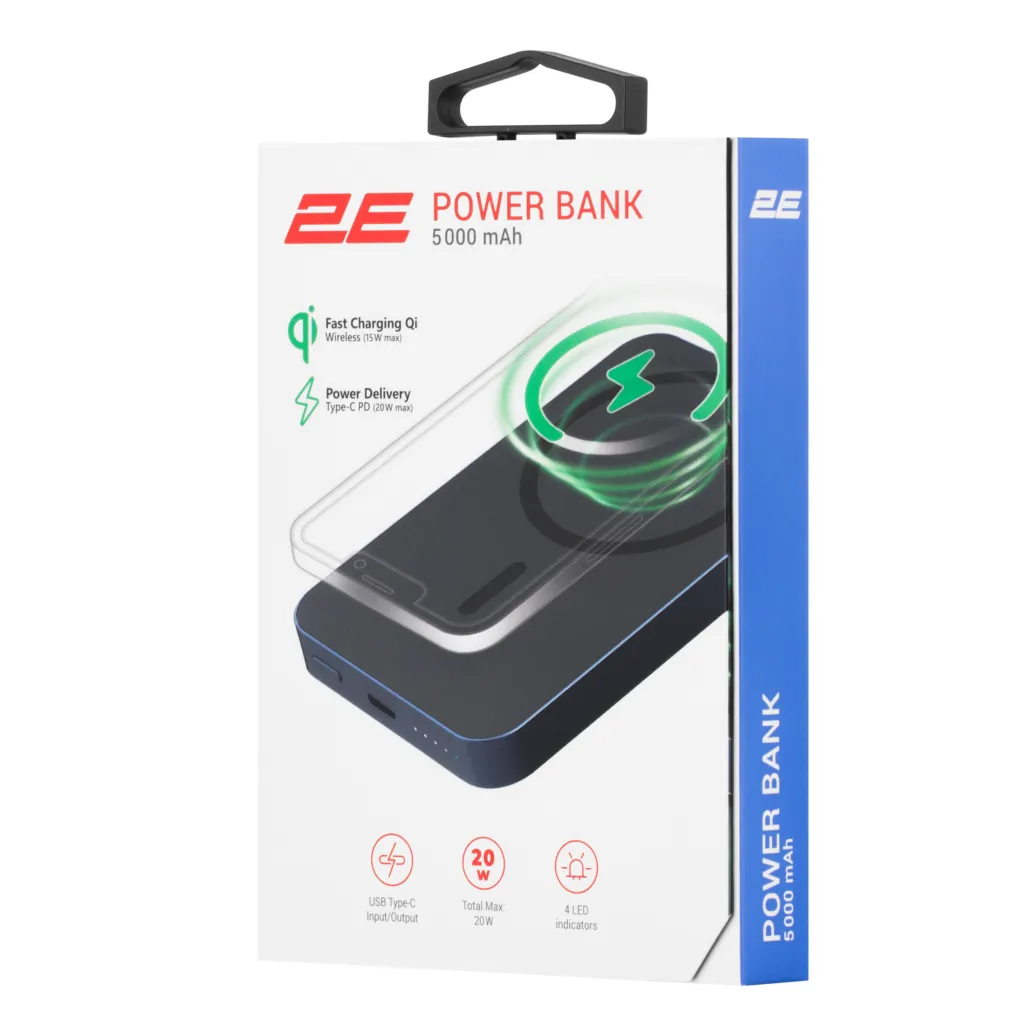 2E Power Bank Wireless QI 5000mAh, 20W, blue