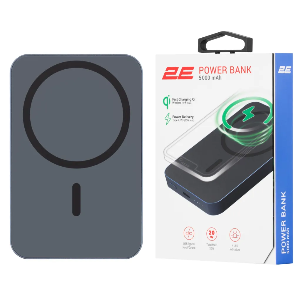 2E Power Bank Wireless QI 5000mAh, 20W, blue