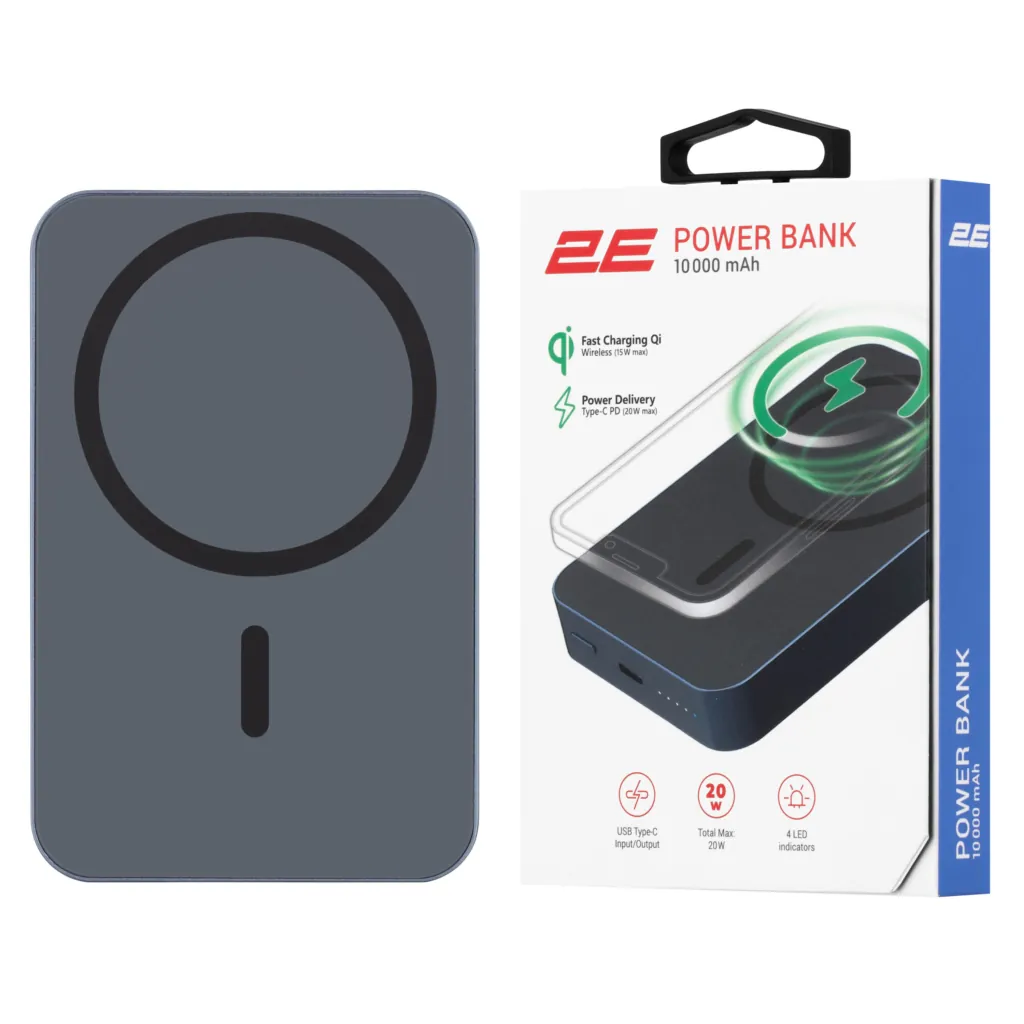 Портативное зарядное устройство Power Bank 2E Wireless QI 10000мА·год, 20Вт, PD, синий