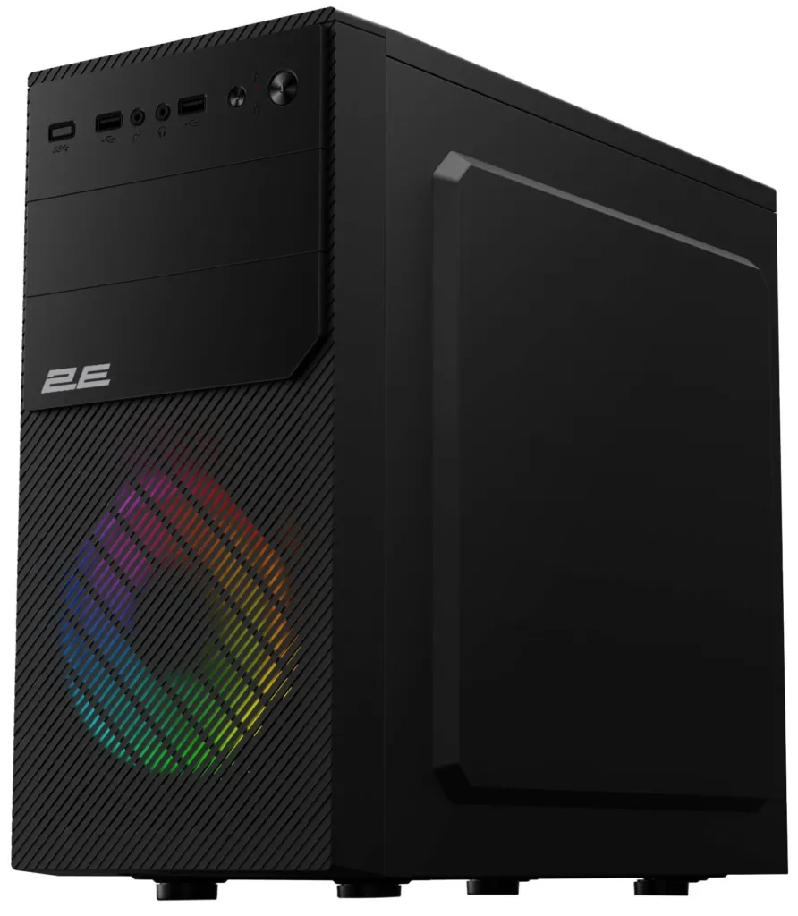 Корпус 2E Basis RD850 без БЖ 1xUSB3.0, 2xUSB2.0, 1×120мм ARGB, VGA 290мм, Metal Side Panel, mATX, чорний