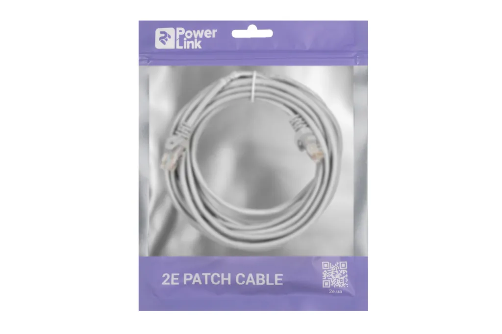 Патч-корд 2E САТ 5e, UTP, 5м, 26AWG, RJ45, 7/0.16, Cu, PVC, сірий