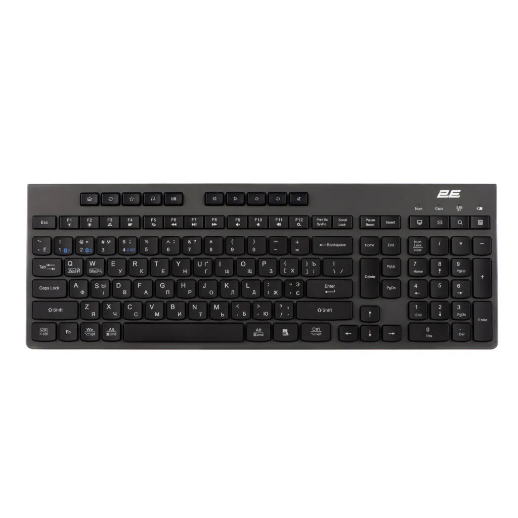2E Keyboard membrane KS280 120key, WL/BT, EN/UK/RU, silent, black-grey