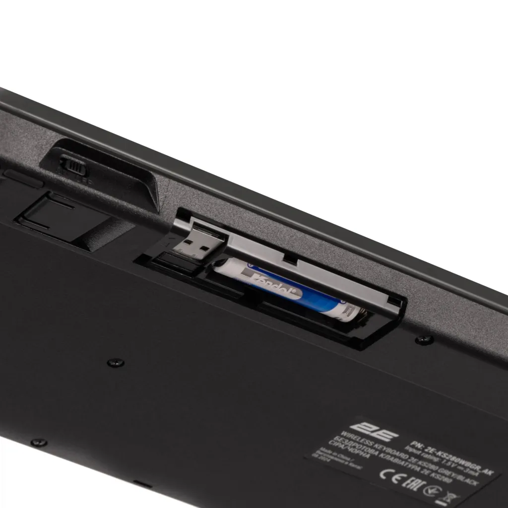 2E Keyboard membrane KS280 120key, WL/BT, EN/UK/RU, silent, black-grey