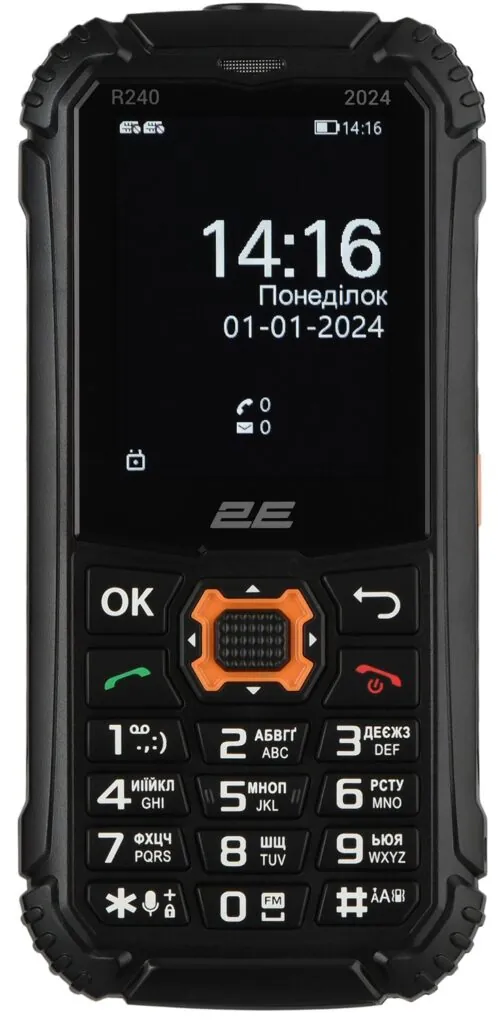 Мобильный телефон 2E R240 2025 2.4″ 2SIM, 2500мА•ч, черный