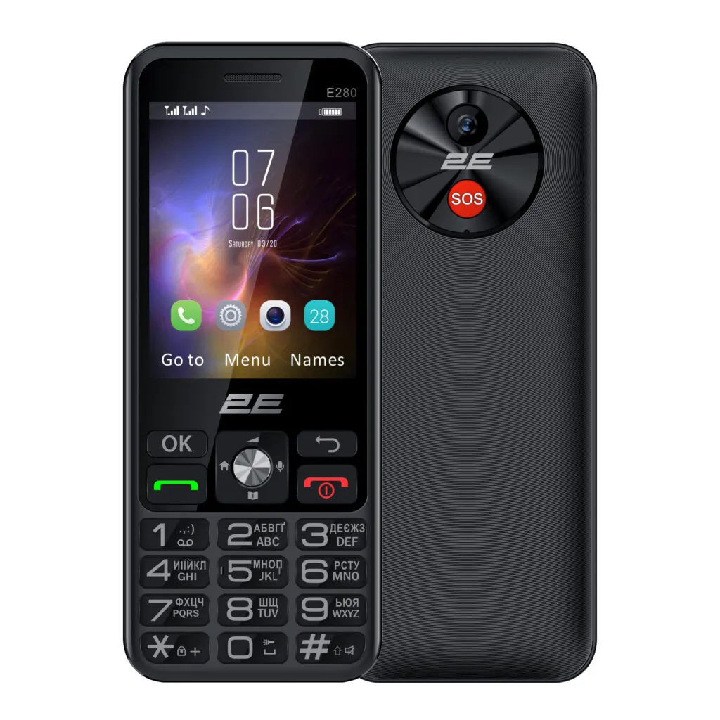 Мобильный телефон 2E E280 2025 2.8″ 2SIM, 1500мА•ч, чёрный