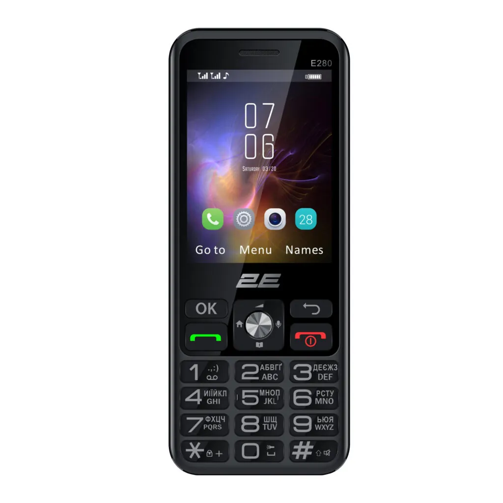 Мобильный телефон 2E E280 2025 2.8″ 2SIM, 1500мА•ч, чёрный