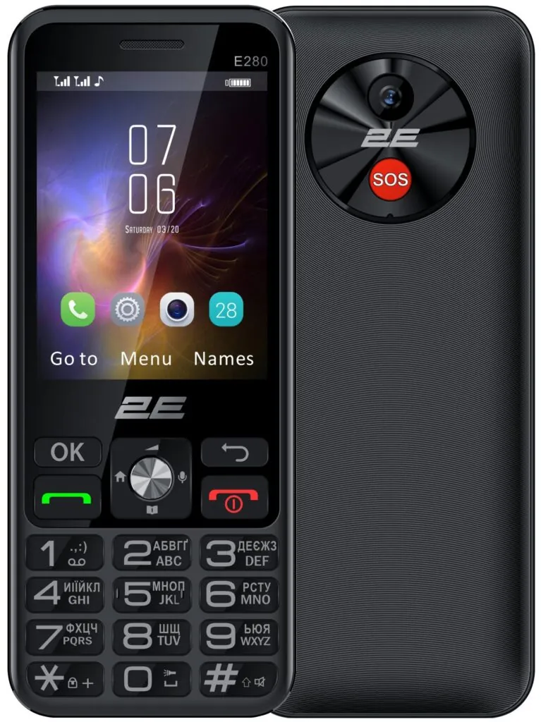 Мобильный телефон 2E E280 2025 2.8″ 2SIM, 1500мА•ч, чёрный
