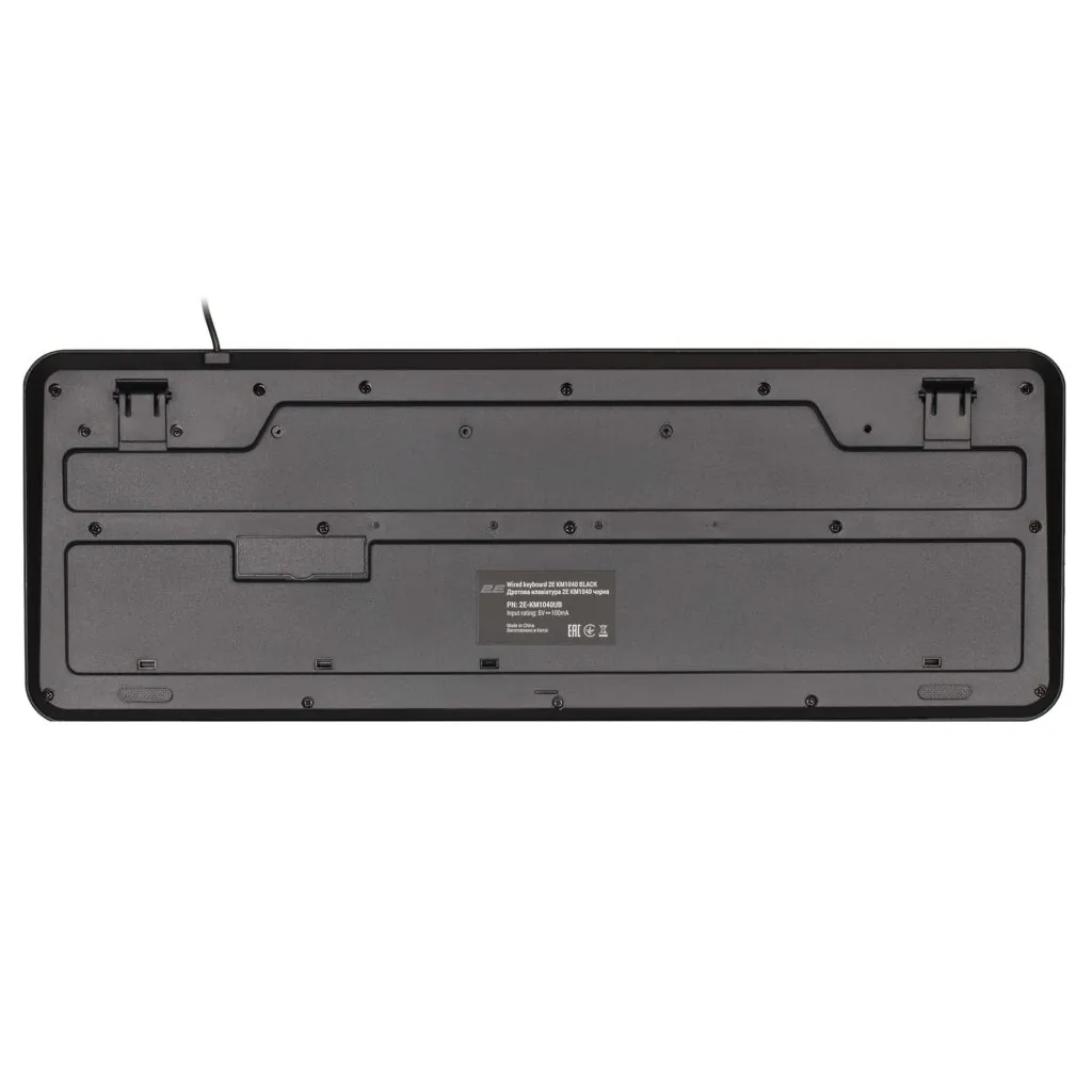 Клавиатура мембранная 2E KM1040 104key, USB-A, EN/UK/RU, чёрный